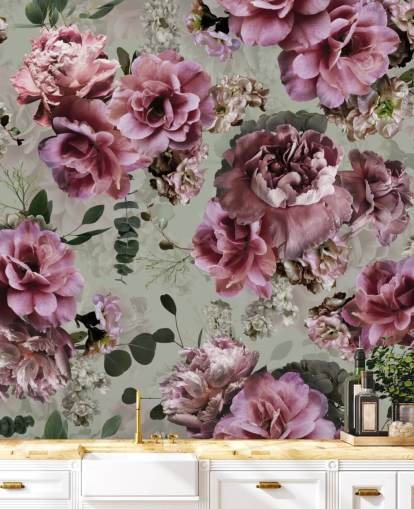 jolies fleurs roses fond d'écran vert