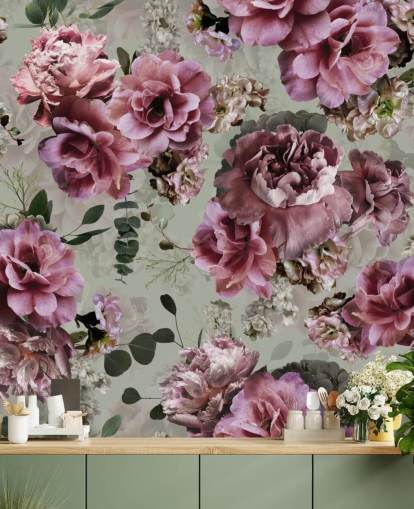 flores rosa bonito fundo verde papel de parede