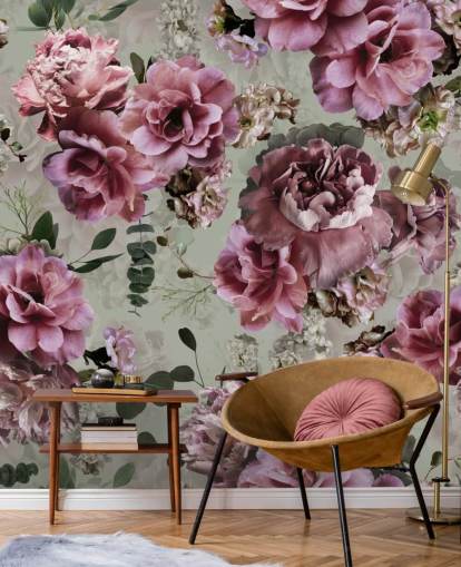 pretty pink flowers green background wallpaper