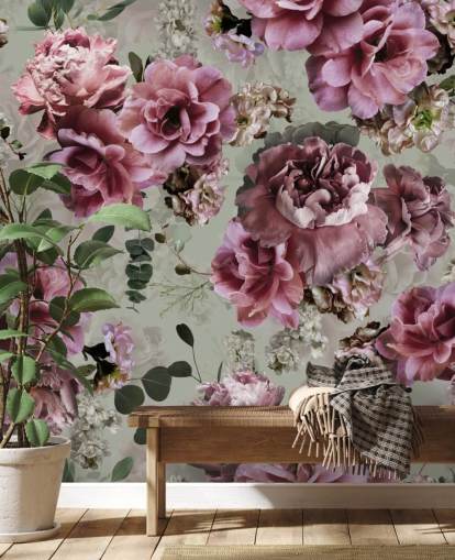 pretty pink flowers green background wallpaper