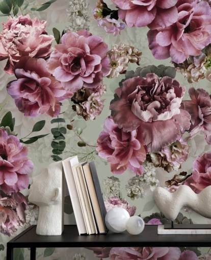 pretty pink flowers green background wallpaper