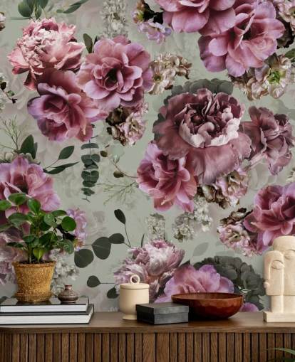 jolies fleurs roses fond d'écran vert