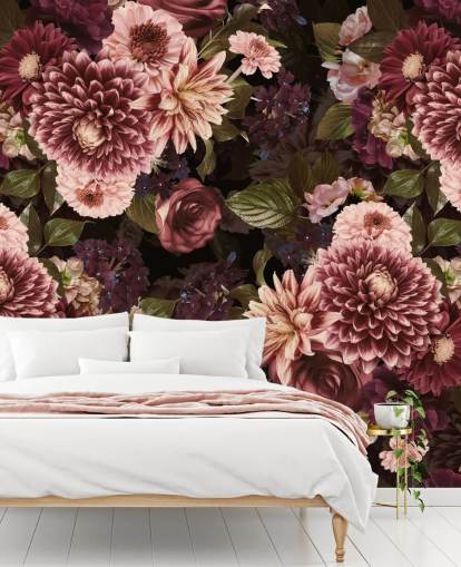 dark pink floral wallpaper