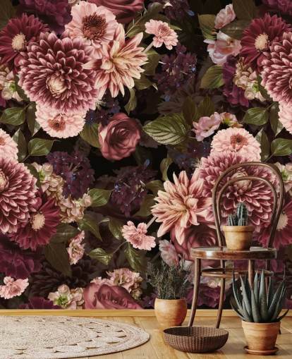 papel pintado floral rosa oscuro papel pintado floral rosa oscuro