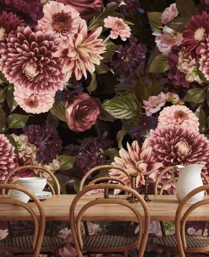 mørk pink blomster tapet