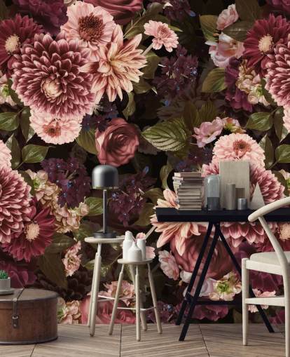 dark pink floral wallpaper