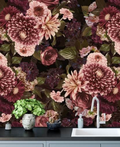 papel pintado floral rosa oscuro papel pintado floral rosa oscuro