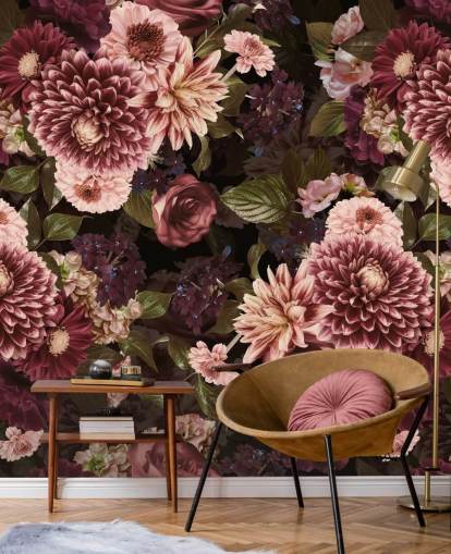 mørk rosa floral tapet mørk rosa floral tapet