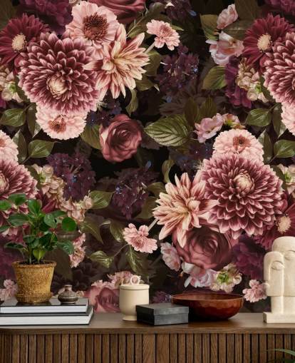 dark pink floral wallpaper