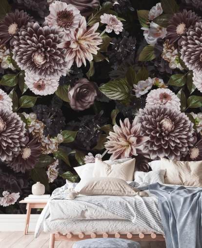 dark purple and lilac floral wallpaper