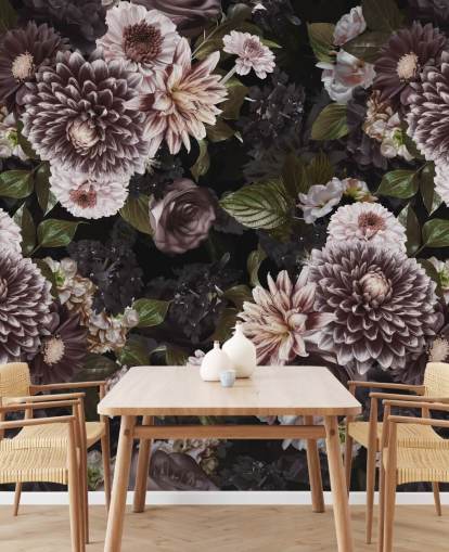 papel de parede floral roxo escuro e lilás