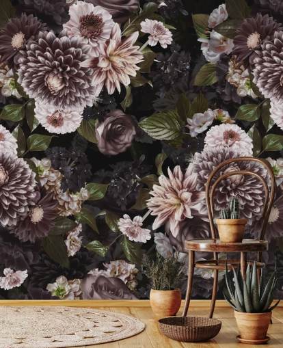 dark purple and lilac floral wallpaper