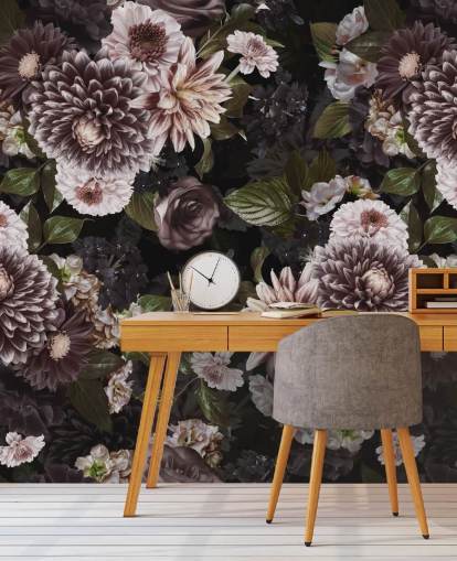 papel de parede floral roxo escuro e lilás