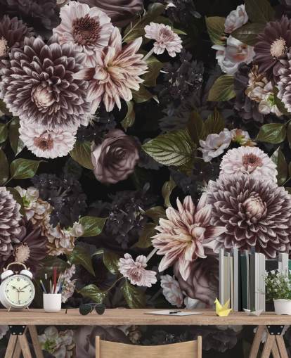 mørk lilla og lilla floral tapet mørk lilla og lilla floral tapet