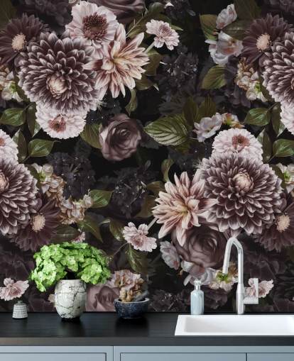 dark purple and lilac floral wallpaper