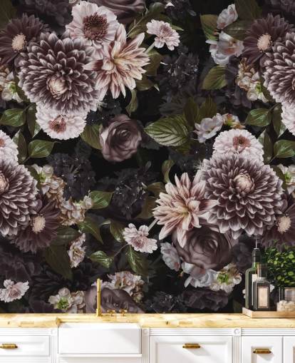 dark purple and lilac floral wallpaper