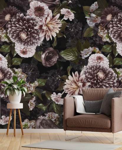 papel pintado floral morado oscuro y lila papel pintado floral morado oscuro y lila