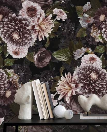 dark purple and lilac floral wallpaper