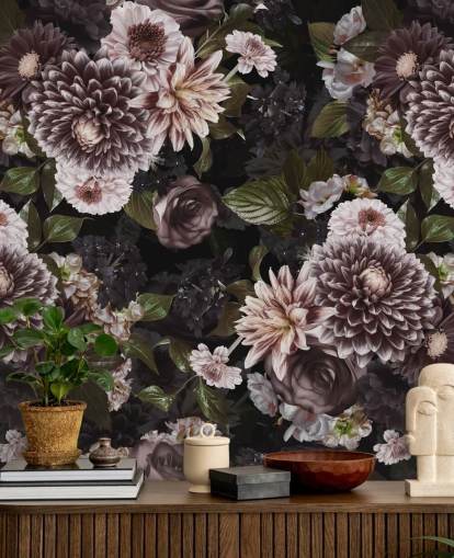 dark purple and lilac floral wallpaper