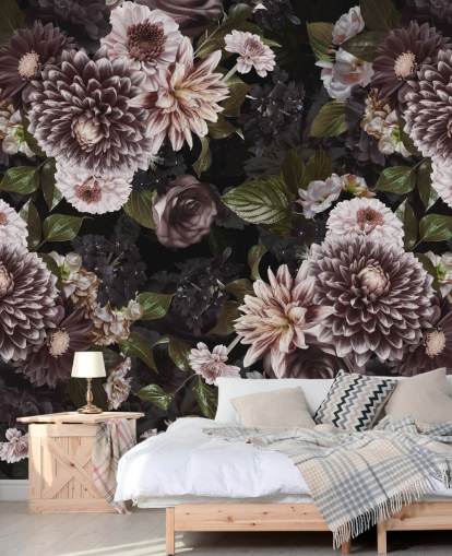 papel de parede floral roxo escuro e lilás