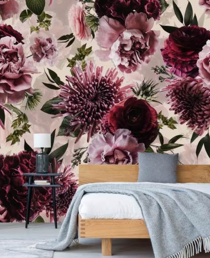 pink, red and maroon floral wallpaper