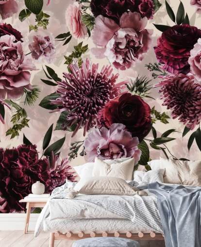 pink, red and maroon floral wallpaper
