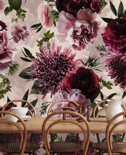 rosa, rød og rødbrun floral tapet rosa, rød og rødbrun floral tapet