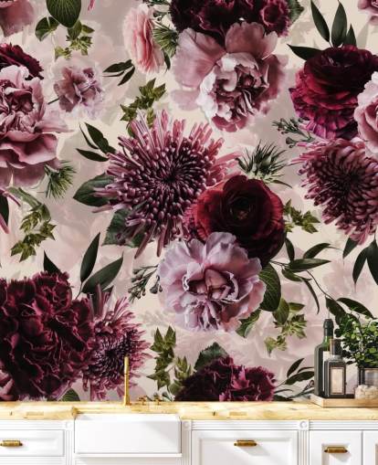 pink, red and maroon floral wallpaper