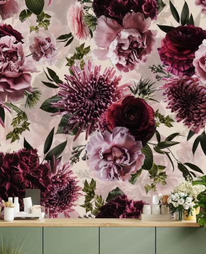pink, red and maroon floral wallpaper