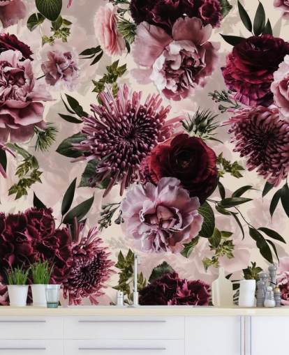 pink, rød og rødbrun blomster tapet