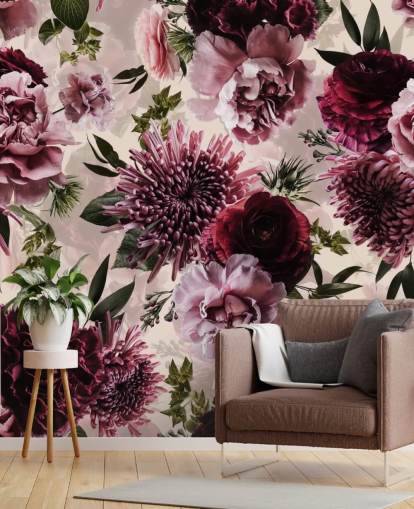 pink, red and maroon floral wallpaper