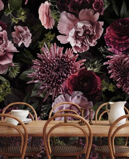 dark purple and lilac floral wallpaper