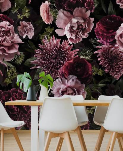 dark purple and lilac floral wallpaper