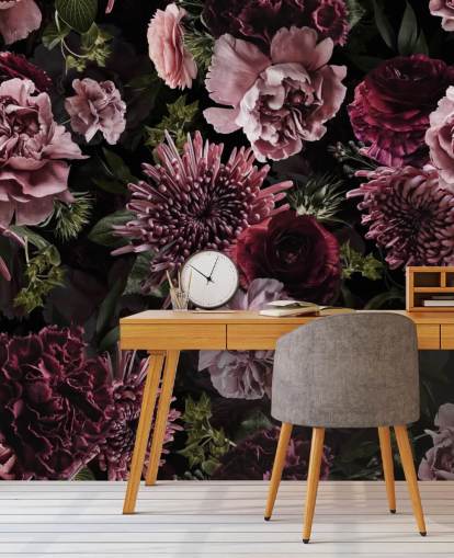 mørk lilla og lilla blomster tapet