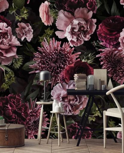 dark purple and lilac floral wallpaper