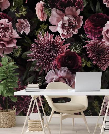 mørk lilla og lilla floral tapet mørk lilla og lilla floral tapet