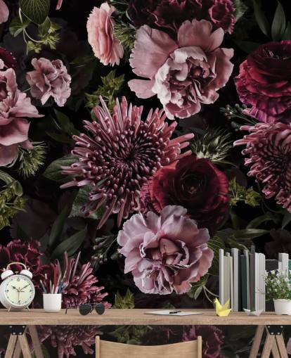 dark purple and lilac floral wallpaper