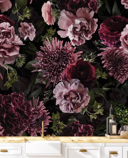 mørk lilla og lilla floral tapet mørk lilla og lilla floral tapet