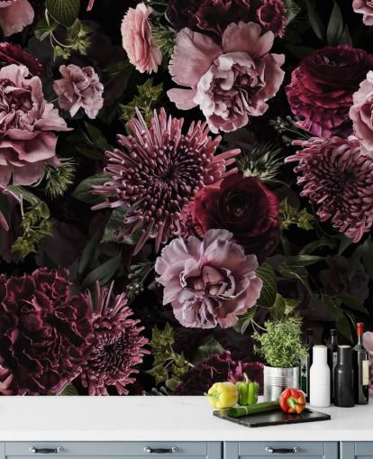 mørk lilla og lilla blomster tapet