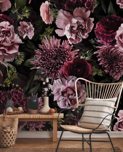 mørk lilla og lilla floral tapet mørk lilla og lilla floral tapet