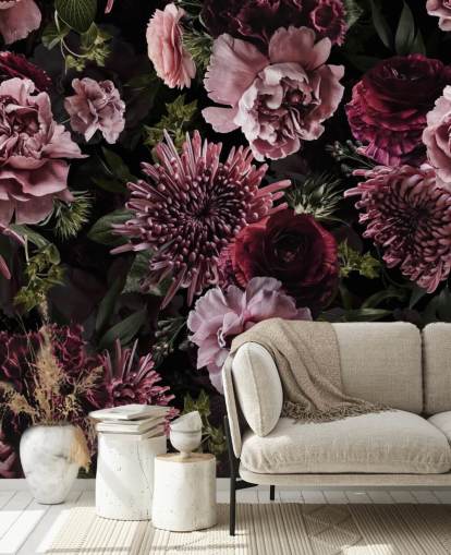 dark purple and lilac floral wallpaper