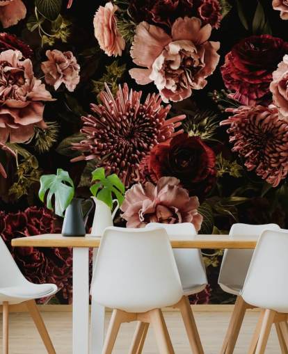 dark red and pink florals wallpaper