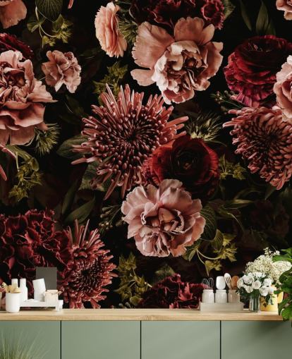 papel pintado flores rojo y rosa oscuro papel pintado flores rojo y rosa oscuro