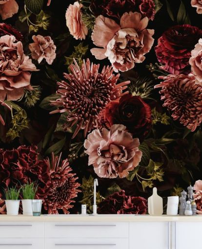 papel pintado flores rojo y rosa oscuro papel pintado flores rojo y rosa oscuro