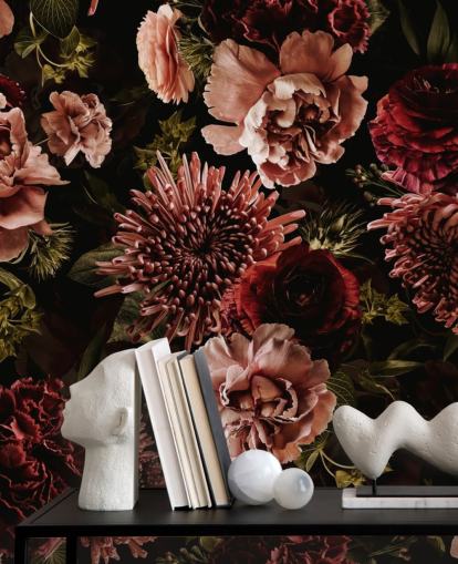 mörkröd och rosa blommor tapeter mörkröd och rosa blommor tapeter