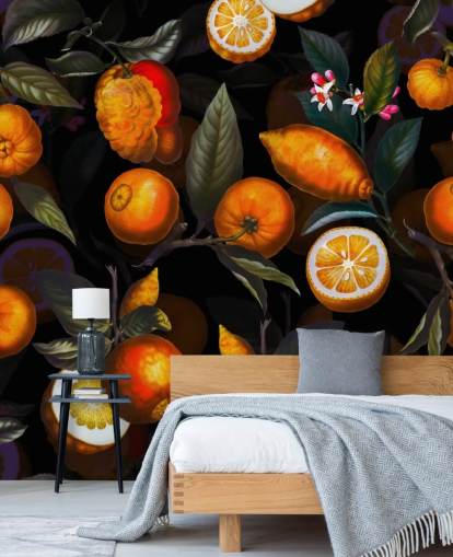 oranges sur fond noir