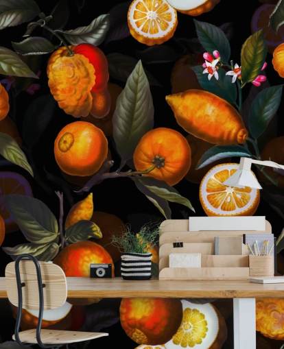 Orangen auf dunklem Hintergrund