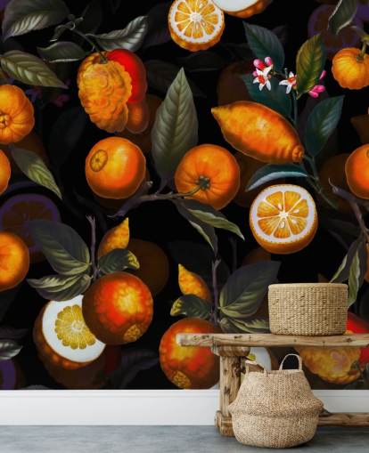 Orangen auf dunklem Hintergrund