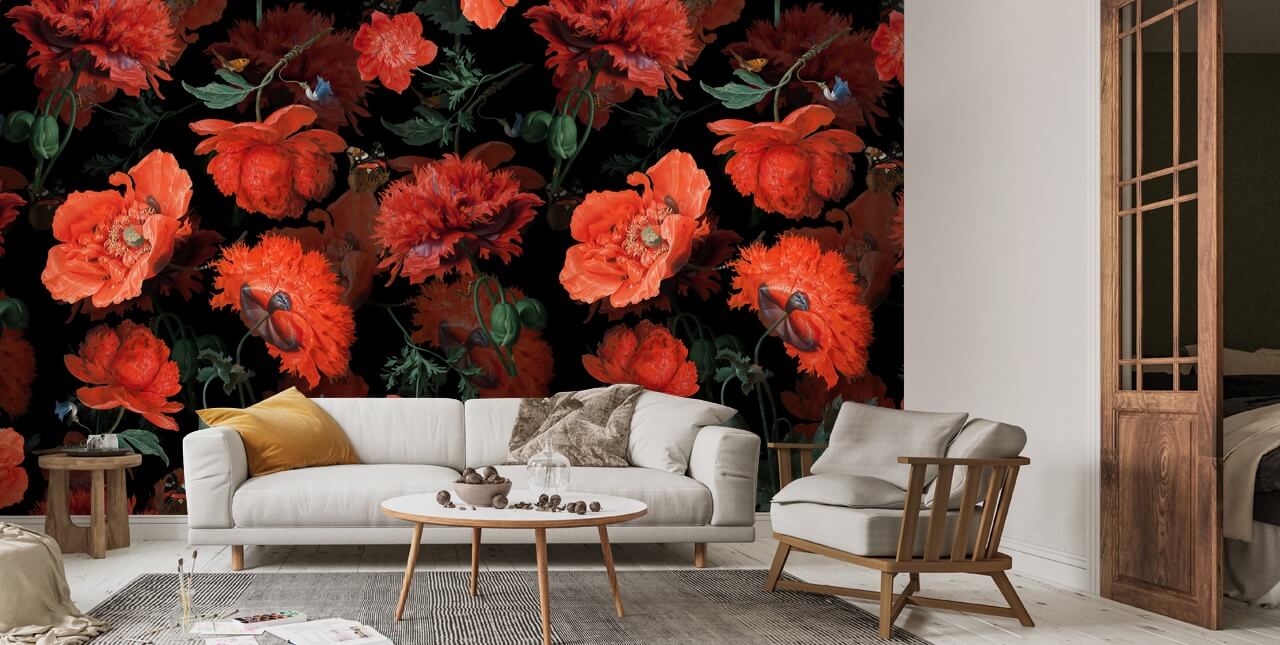 Red Poppies Wall Mural Wallsauce AU
