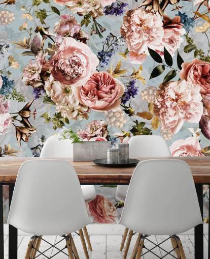 roses roses sur fond bleu papier peint roses roses sur fond bleu papier peint